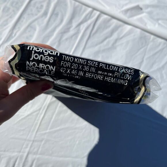 VTG Morgan Jones Blue Floral King Pillowcases NOS No-Iron Percale USA - Picture 6 of 6